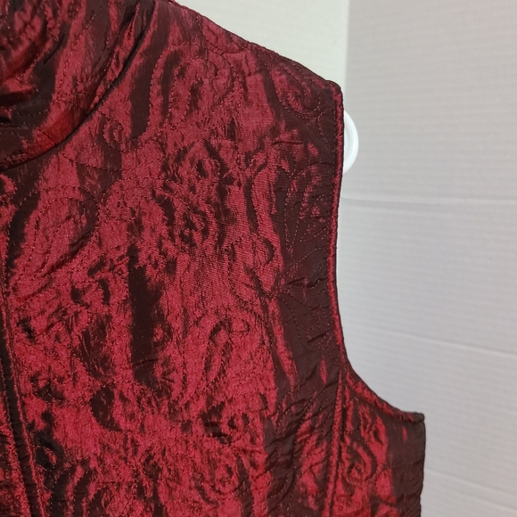 COLDWATER CREEK RED IRREDESCENT VEST SIZE LARGE - Picture 3 of 6